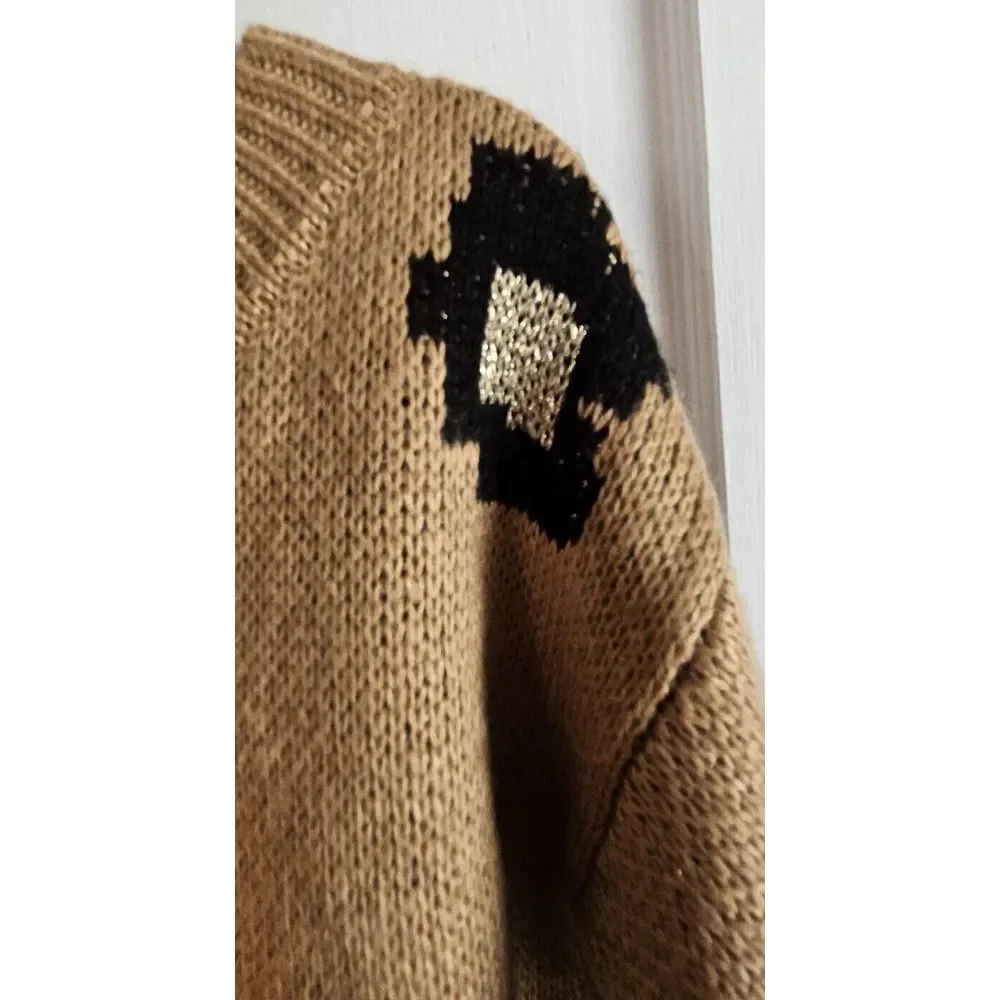 NWT GYMBOREE brown girl sz S(5-6)‎ right Meow sweater metallic gold thread